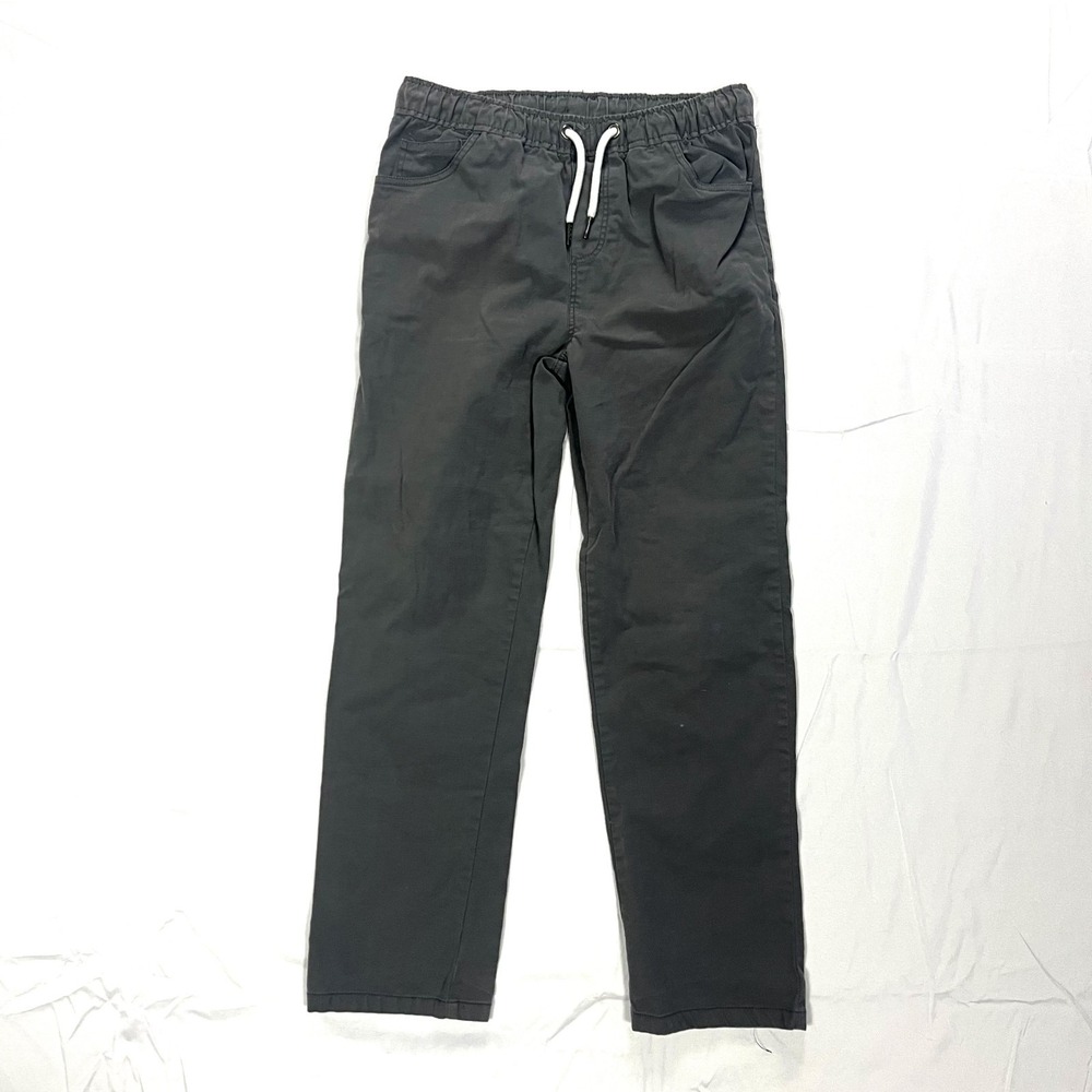 Tommy Bahama Boys L 10/12 Chino Jogger Pants Drawstring Elastic Waist Gray